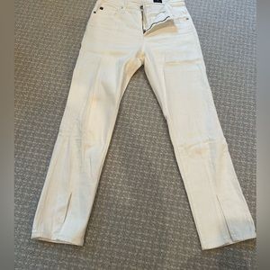 AG Jeans High Rise Crop White Jeans with Slit - “the Isabelle”